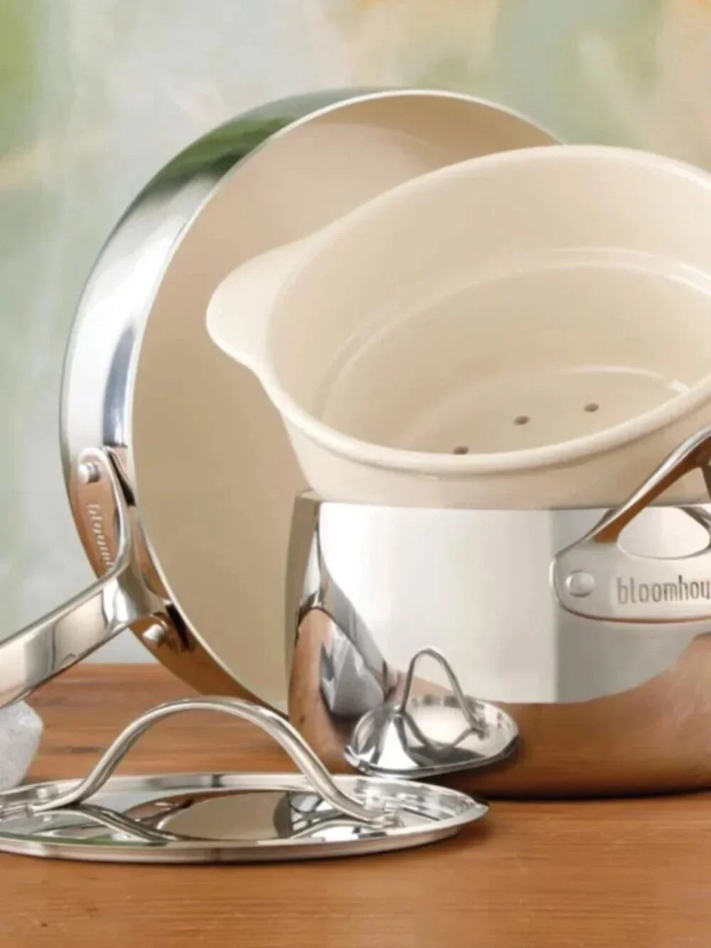 4-piece triply stainless steel pots and pans cookware set w/non-stick non-toxic